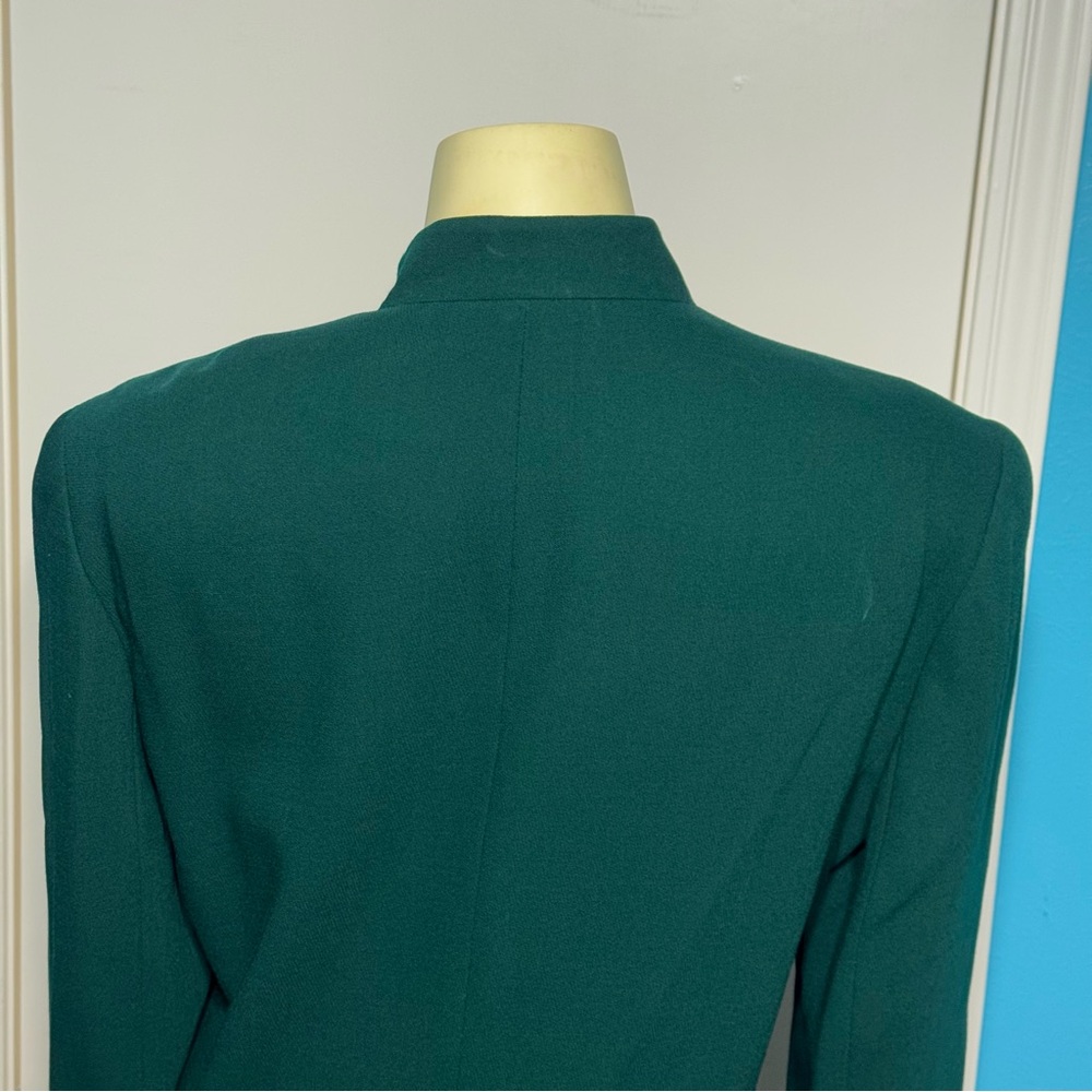 DANA BUCHMAN 100% wool Elegant Green Women's Jacket mandarin collar vintage 10 - Picture 7 of 15